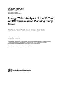 SANDIA REPORT SAND2011-7281 Unlimited Release Printed November[removed]Energy-Water Analysis of the 10-Year