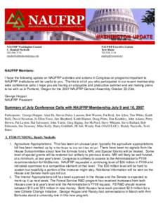 United States / Government / 110th United States Congress / Environment / Food /  Conservation /  and Energy Act / Cooperative State Research /  Education /  and Extension Service / National Research Initiative Competitive Grants Program / Appropriations bill / United States Senate Committee on Appropriations / John C. Stennis / United States congressional committee