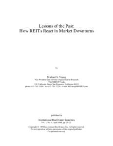 Lessons of the Past: How REITs React in Market Downturns by  Michael S. Young