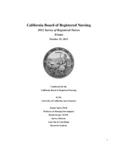 California Board of Registered Nursing 2012 Survey of Registered Nurses, Errata