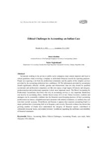 Int. J. Fin. Acco. Eco. Stu. Vol. 2 / No.7 / Autumn 2012 & WinterEthical Challenges in Accounting: an Indian Case Receipt: 10 , 2 , 2012