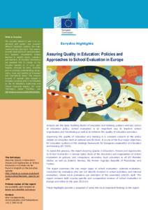Assuring Quality in Education: Policies and Approaches to School Evaluation in Europe