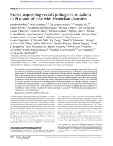 Downloaded from genome.cshlp.org on January 20, Published by Cold Spring Harbor Laboratory Press  Research Exome sequencing reveals pathogenic mutations in 91 strains of mice with Mendelian disorders