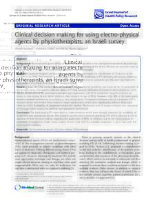 Clinical decision making for using electro-physical agents by physiotherapists, an Israeli survey