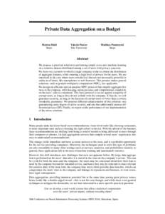 Private Data Aggregation on a Budget  Morten Dahl Snips  Valerio Pastro