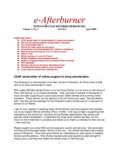 e-Afterburner NEWS FOR USAF RETIRED PERSONNEL Volume 2, No. 1 AFI 36-1