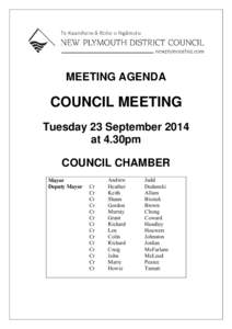 MEETING AGENDA  COUNCIL MEETING Tuesday 23 September 2014 at 4.30pm COUNCIL CHAMBER