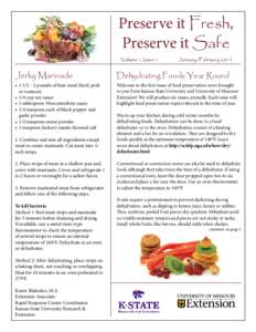 Preserve it Fresh, Preserve it Safe Volume 1, Issue 1 January/February 2015