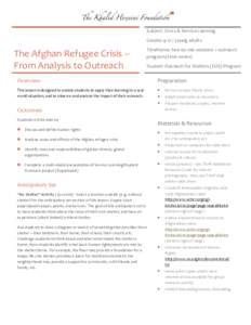 Demography / Population / Refugee / Nobel Prize / Political geography / United Nations High Commissioner for Refugees / Khaled Hosseini / Afghanistan / Afghans in Pakistan / Asia / Forced migration / Right of asylum