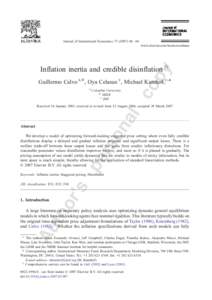 Journal of International Economics – 68 www.elsevier.com/locate/econbase py  Inflation inertia and credible disinflation ☆