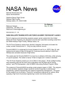 Microsoft Word - 08 NASA Wallops Teaming with Air Force Academy for Launch.doc