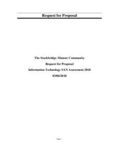 Request for Proposal  The Stockbridge-Munsee Community Request for Proposal Information Technology SAN Assessment