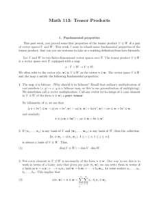 Math 113: Tensor Products  1. Fundamental properties