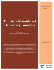 Viewpoints No. 43 Tunisia’s Islamist-Led Democracy Founders David Ottaway,