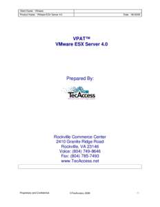 ESX Server 4.0 VPAT: VMware, Inc.