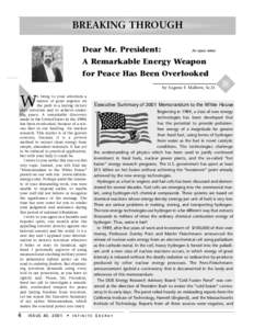 BREAKING THROUGH Dear Mr. President: An open letter  A Remarkable Energy Weapon