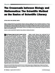 Education  The Crossroads between Biology and Mathematics: The Scientific Method as the Basics of Scientific Literacy Istvan Karsai and George Kampis