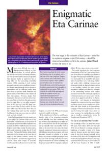 Eta Carinae  Enigmatic Eta Carinae  1: An unusually large number of massive stars lie in the Carina nebula,