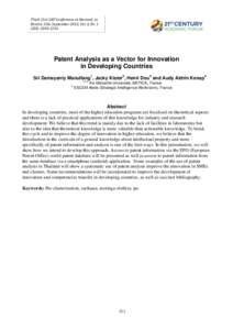 Third 21st CAF Conference at Harvard, in Boston, USA. September 2015, Vol. 6, Nr. 1 ISSN: Patent Analysis as a Vector for Innovation in Developing Countries