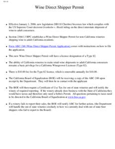 SB 118  Wine Direct Shipper Permit ●