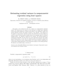 Estimating residual variance in nonparametric regression using least squares By TIEJUN TONG AND