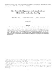 A preliminary version of this paper appears in the proceedings of EurocryptThis is the full version, which appears as IACR ePrint Archive RecordKey-Versatile Signatures and Applications: RKA, KDM and Jo
