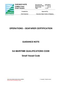 GUIDANCE NOTE SAMSA Code: Small Vessels Document No. Revision No, Date