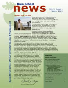 news Bren School Vol. 3, Issue 1 Winter 2003