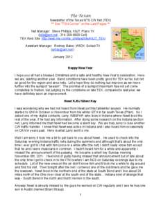 The Texan Newsletter of the Texas NTS CW Net (TEX) ** See “TSN Corner” on the Last Pages **