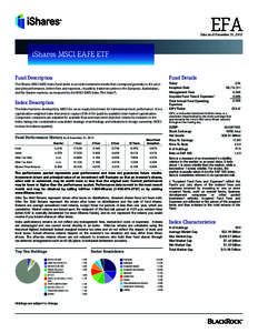 EFA  Data as of December 31, 2012 iShares MSCI EAFE ETF Fund Description