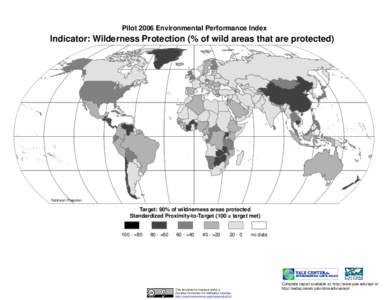 Pilot 2006 Environmental Performance Index  Indicator: Wilderness Protection (% of wild areas that are protected) Robinson Projection