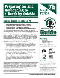 Preparing for and Responding to a Death by Suicide Sample