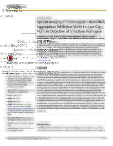 Optical Imaging of Paramagnetic Bead-DNA Aggregation Inhibition Allows for Low Copy Number Detection of Infectious Pathogens