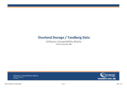 Overland Storage / Tandberg Data Software Compatibility Matrix EFFECTIVE: December 2016 Software Compatibility Matrix EFFECTIVE: December 2016