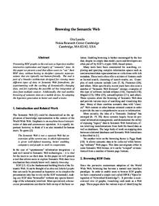 Browsing the Semantic Web Ora Lassila Nokia Research Center Cambridge Cambridge, MA 02142, USA  Abstract