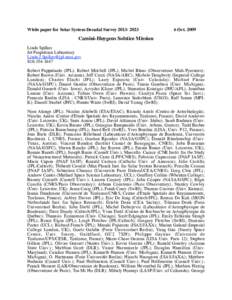 White paper for Solar System Decadal Survey[removed]Oct[removed]Cassini-Huygens Solstice Mission Linda Spilker