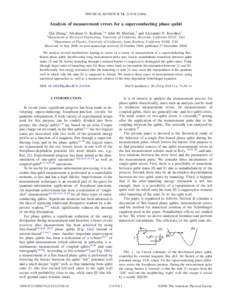 PHYSICAL REVIEW B 74, 214518 共2006兲  Analysis of measurement errors for a superconducting phase qubit Qin Zhang,1 Abraham G. Kofman,1,* John M. Martinis,2 and Alexander N. Korotkov1 1Department
