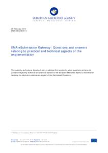 Q & A for EMA eSubmission Gateway