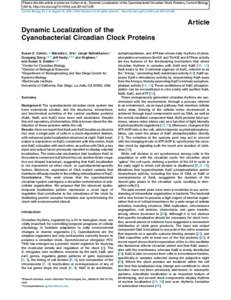 Please cite this article in press as: Cohen et al., Dynamic Localization of the Cyanobacterial Circadian Clock Proteins, Current Biology (2014), http://dx.doi.org[removed]j.cub[removed]Current Biology 24, 1–9, Augu