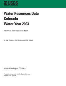 Water Resources Data, Colorado, Water Year[removed]v. 2, Colorado River Basin