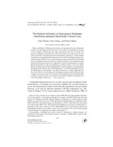 Learning and Motivation 31, 128–doi:lmot, available online at http://www.idealibrary.com on The Relative Activation of Associations Modulates Interference between Elementally Trained Cues O