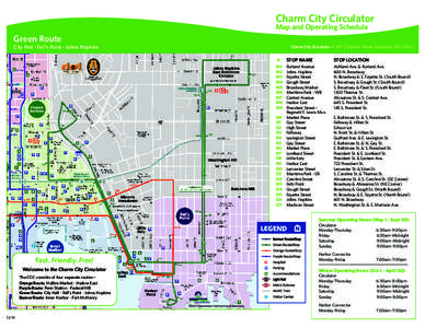 Charm City Circulator Map and Operating Schedule Green Route City Hall - Fell’s Point - Johns Hopkins