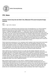 Institut Teknologi Bandung  ITB | News Padukan Teknik Celup Ikat dan Batik Tulis, Mahasiswi ITB Juarai Kompetisi Design Nasional adhit