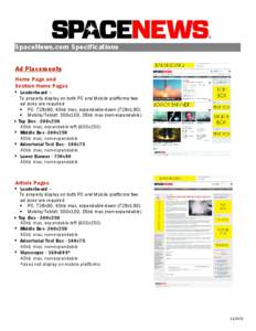 SpaceNews.com Specifications Ad Placements Home Page and Section Home Pages   Leaderboard –