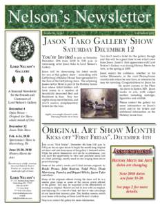 Volume 16 Issue 2  Fall/Holiday 2009 JASON TAKO GALLERY SHOW SATURDAY DECEMBER 12