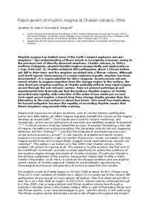 Rapid ascent of rhyolitic magma at Chaitén volcano, Chile Jonathan M. Castro1 & Donald B. Dingwell2 1.