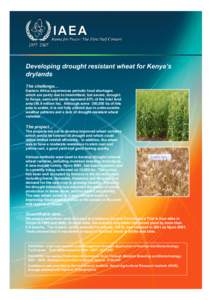 Developing drought resistant wheat for Kenya’s drylands The challenge… Eastern Africa experiences periodic food shortages which are partly due to intermittent, but severe, drought.