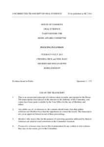 UNCORRECTED TRANSCRIPT OF ORAL EVIDENCE  To be published as HC 234-i HOUSE OF COMMONS ORAL EVIDENCE