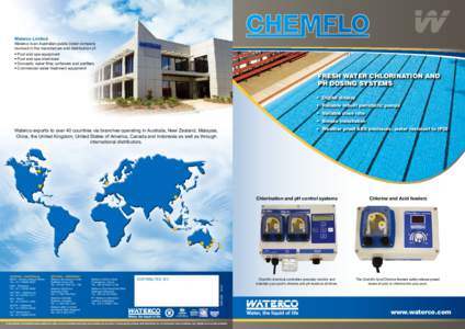 Waterco Limited Waterco is an Australian public listed company involved in the manufacture and distribution of: • Pool and spa equipment • Pool and spa chemicals • Domestic water filter, softeners and purifiers