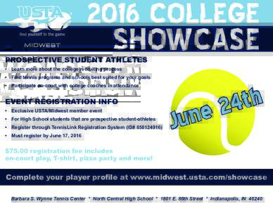 2016 COLLEGE  SHOWCASE PROSPECTIVE STUDENT ATHLETES • Learn more about the college recruiting process